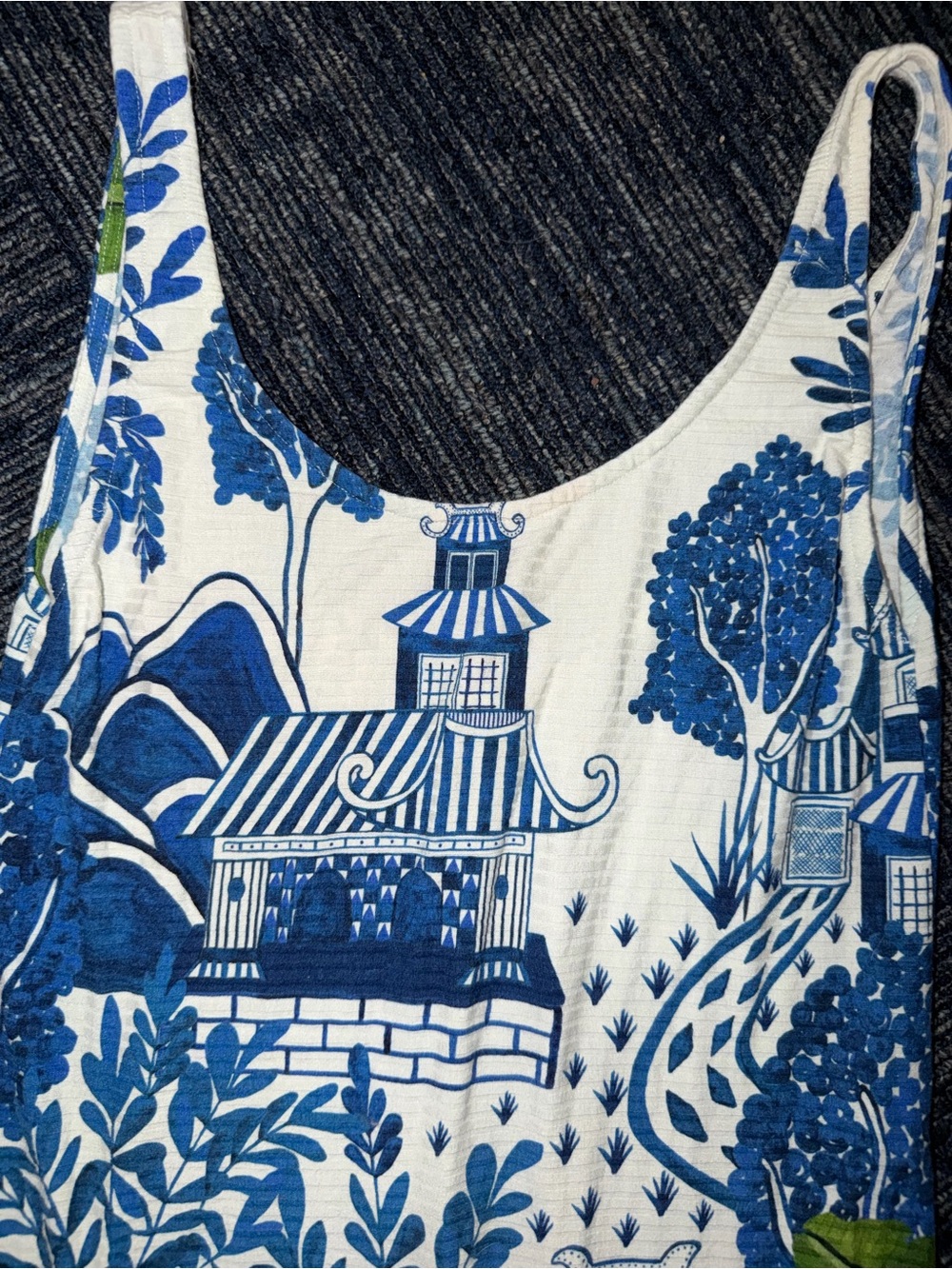 FARM Rio Blue and White Striped Floral-Print Slip Dress - Picture 4 of 7